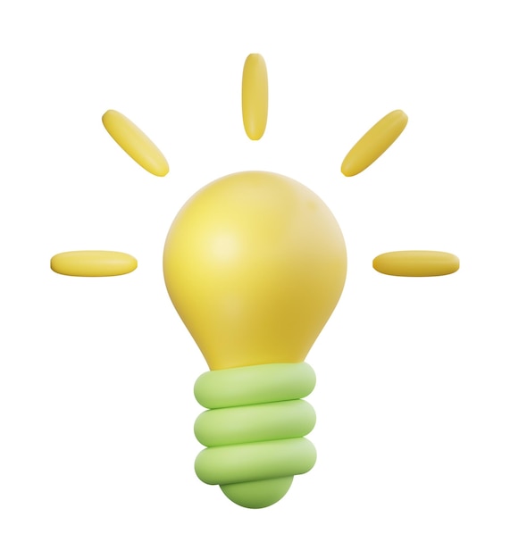 Cartoon 3D cute light bulb object icon illustration