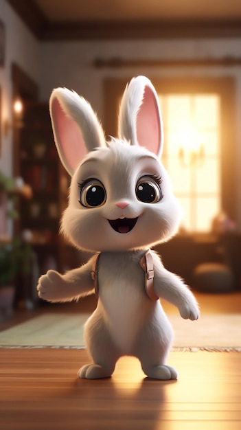 Cartoon 3D Cute Rabbit Illustration