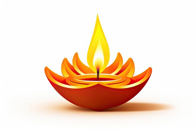 Photo cartoon 3d diwali diya on isolated white background