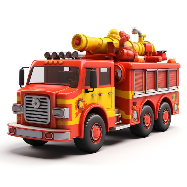 Cartoon 3d of fire fighter car isolated on white