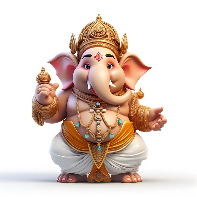 Foto cartone animato 3d di ganesha isolato su bianco