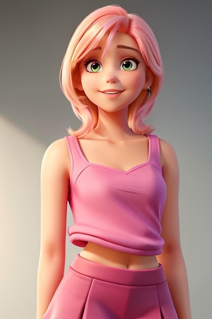 Premium Ai Image Cartoon 3d Girl