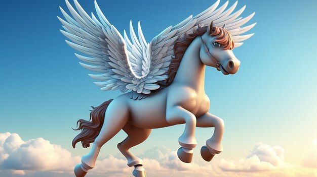 Photo cartoon 3d illustration a horse with wings that has