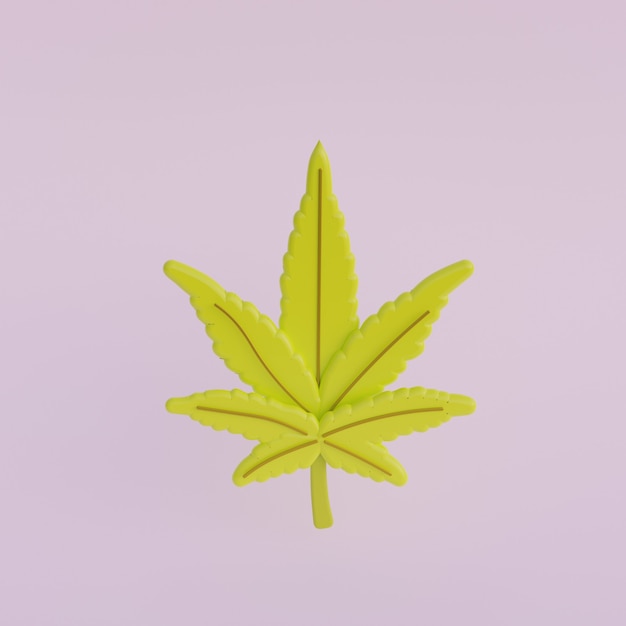 Cartoon 3d leaf of cannabis