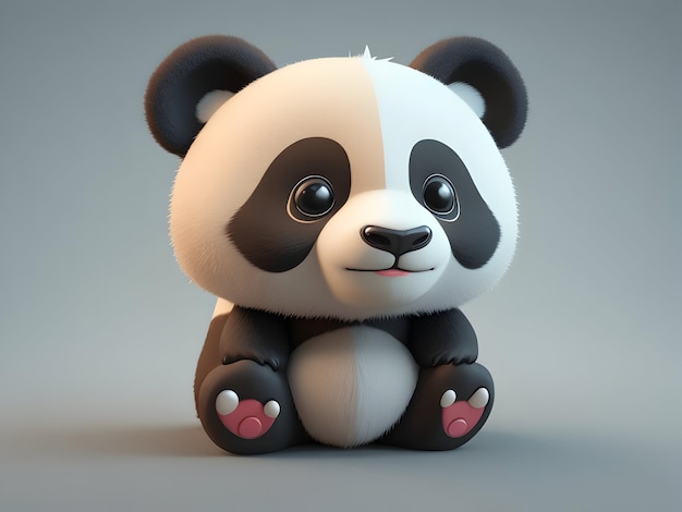 Cartoon 3D panda icon Background