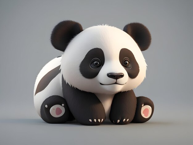 Cartoon 3D panda icon Background