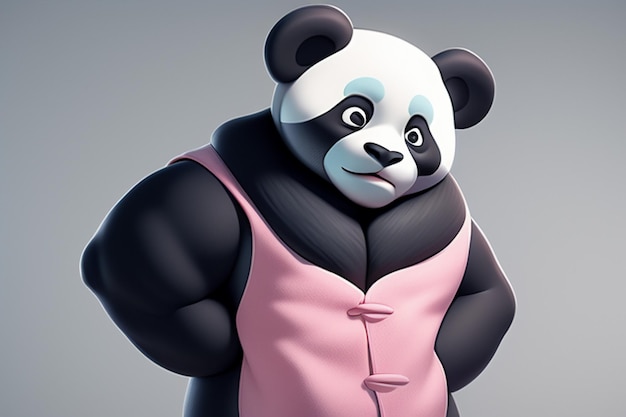 Cartoon 3D panda icon illustration C4D rendering realistic wild animal Chinese cute panda