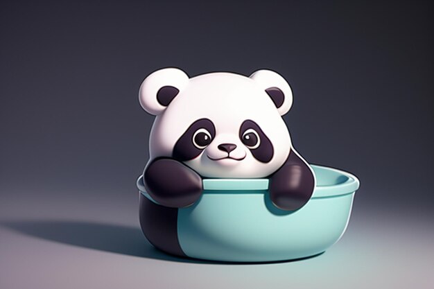 Cartoon 3D panda icon illustration C4D rendering realistic wild animal Chinese cute panda