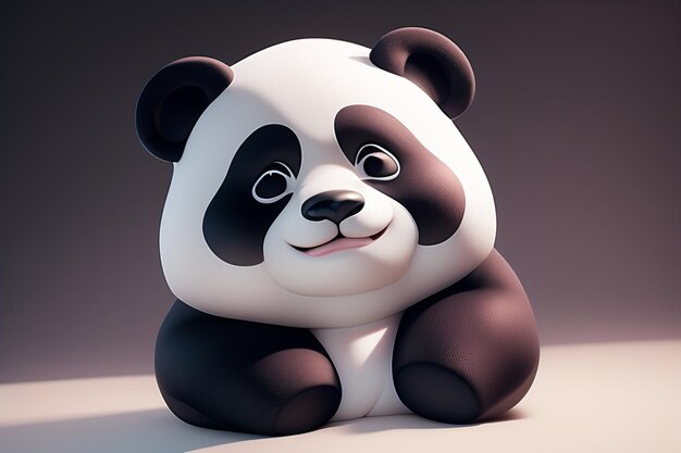Cartoon 3d panda icon illustration c4d rendering realistic wild animal chinese cute panda