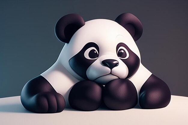 Cartoon 3d panda icon illustration c4d rendering realistic wild animal chinese cute panda