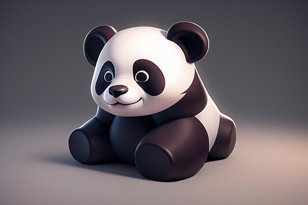 Cartoon 3d panda icon illustration c4d rendering realistic wild animal chinese cute panda