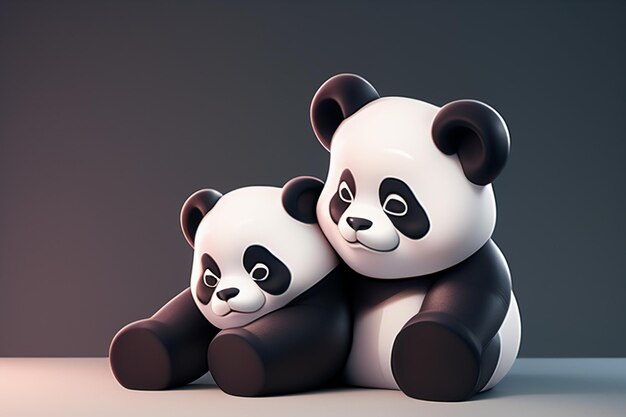 Cartoon 3d panda icon illustration c4d rendering realistic wild animal chinese cute panda