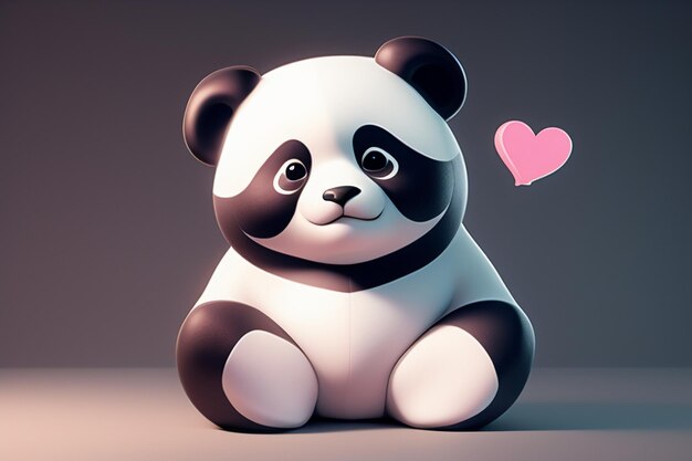 Cartoon 3D panda icon illustration C4D rendering realistic wild animal Chinese cute panda