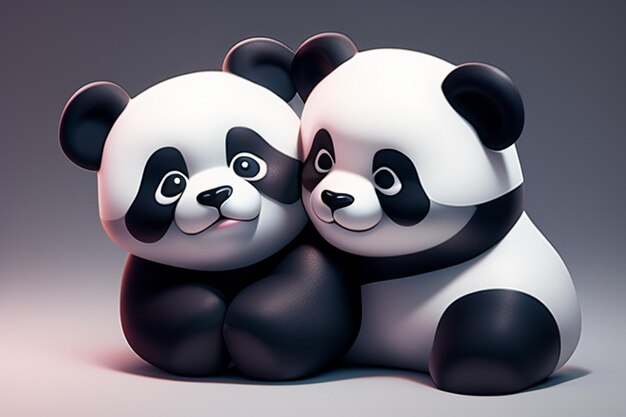 Cartoon 3D panda icon illustration C4D rendering realistic wild animal Chinese cute panda