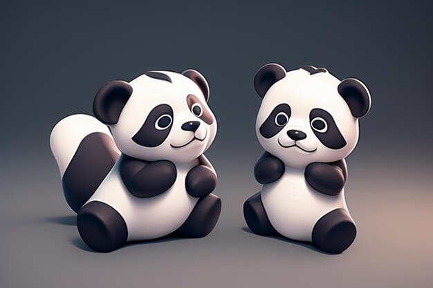 Cartoon 3d panda icon illustration c4d rendering realistic wild animal chinese cute panda