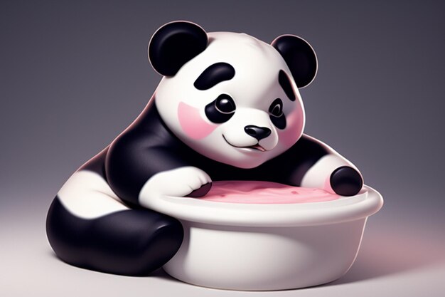 Cartoon 3D panda icon illustration C4D rendering realistic wild animal Chinese cute panda