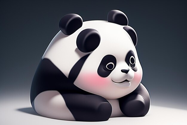 Cartoon 3d panda icon illustration c4d rendering realistic wild animal chinese cute panda