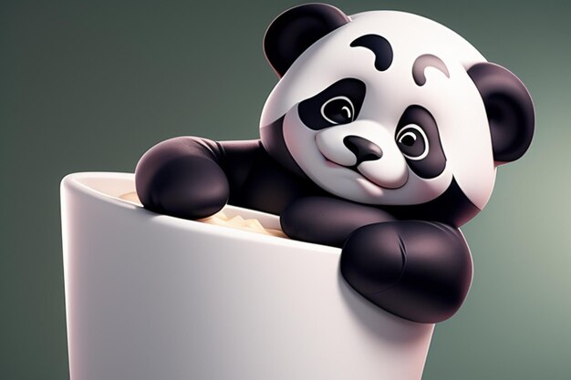 Cartoon 3D panda icon illustration C4D rendering realistic wild animal Chinese cute panda