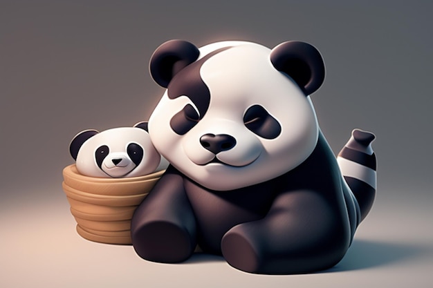 Cartoon 3D panda icoon illustratie C4D rendering realistisch wild dier Chinese schattige panda