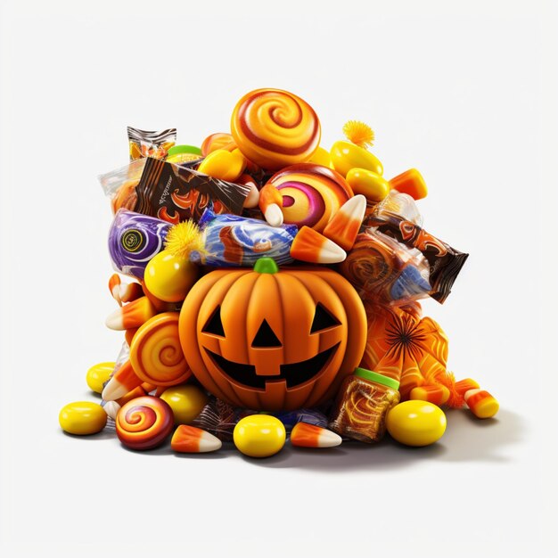 Photo cartoon 3d style halloween candies