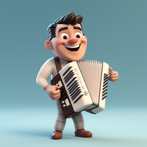 Foto accordeon di cartoni animati 3d