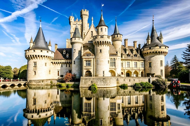 cartoon achtergrond met kasteel op de heuvel
