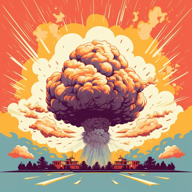 Foto cartoon afbeelding van een explosie