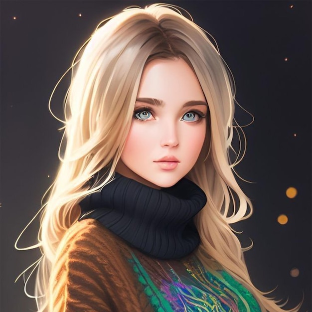 Photo cartoon ai photo for cute girl