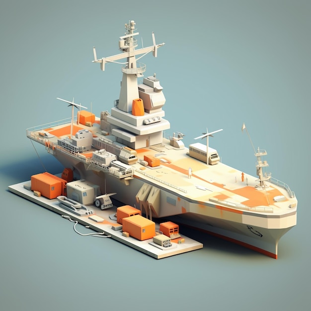 Cartoon Aircraft Carrier 3d