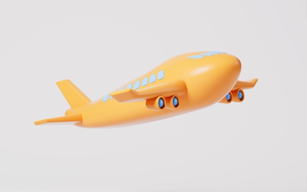 Cartoon airplane with white background 3d rendering