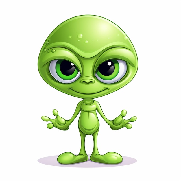 cartoon alien with big eyes and green body generative ai