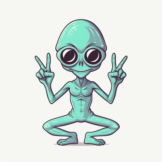 Photo a cartoon alien with hands up