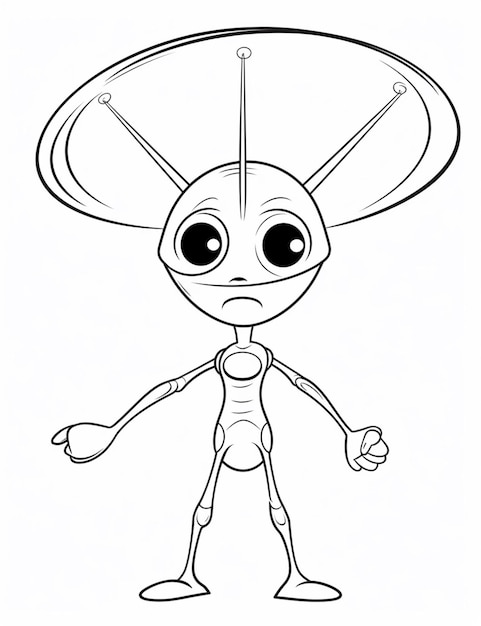 a cartoon alien with a large head and large eyes generative ai