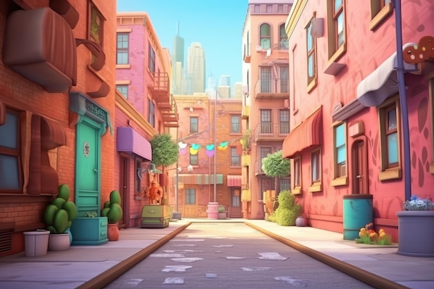 Cartoon Alley 3D Animation Style for Kids