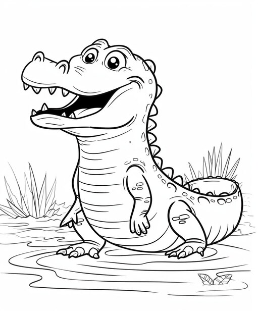 Cartoon-alligator die in het water zit