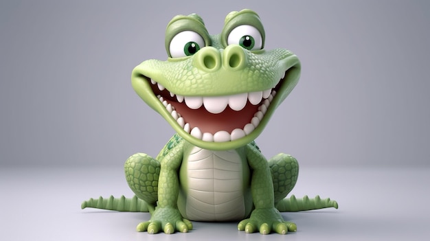 A cartoon alligator with a green crocodile on it