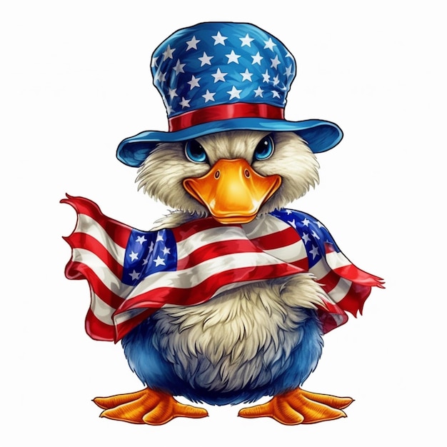 Cartoon american eagle with hat and scarf generative ai