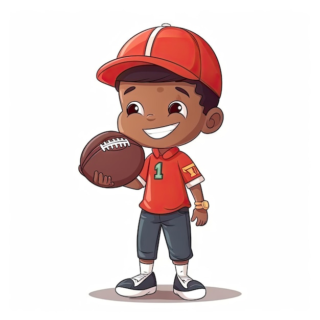Photo cartoon of american football boy