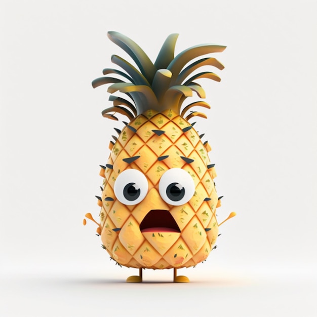 cartoon ananas op een witte achtergrond