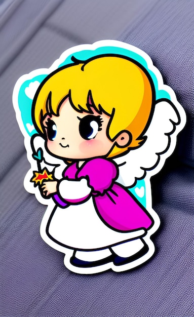 Photo a cartoon of a angel with a star on her head.