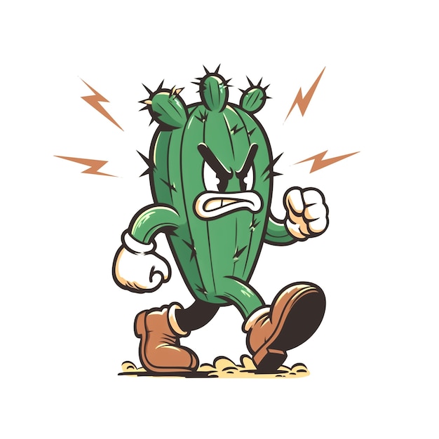 Фото Маскот сердитого кактуса из мультфильмов