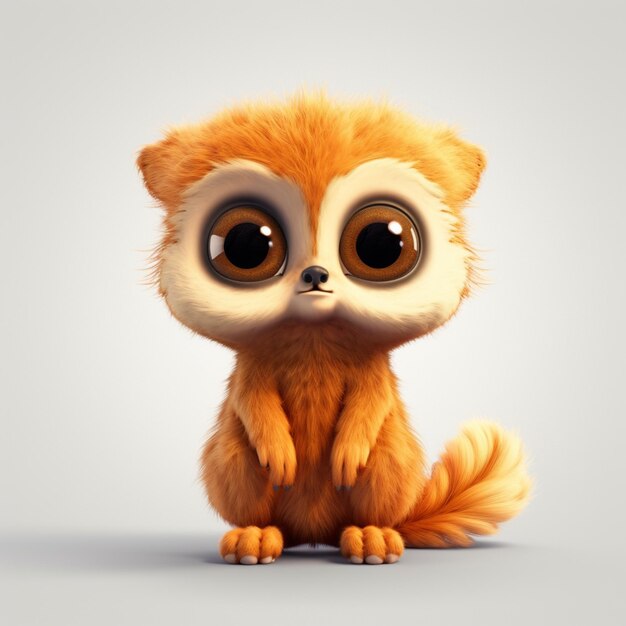 Cartoon animal with big eyes and a furry tail generative ai