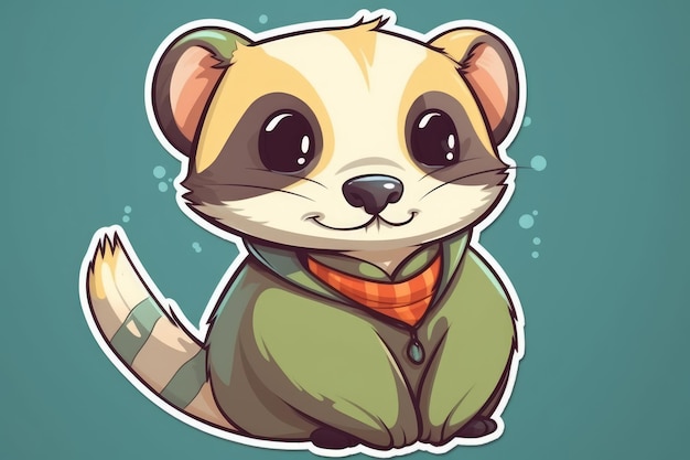 A cartoon of an animal with a green jacket and a green jacket that says'ferret '