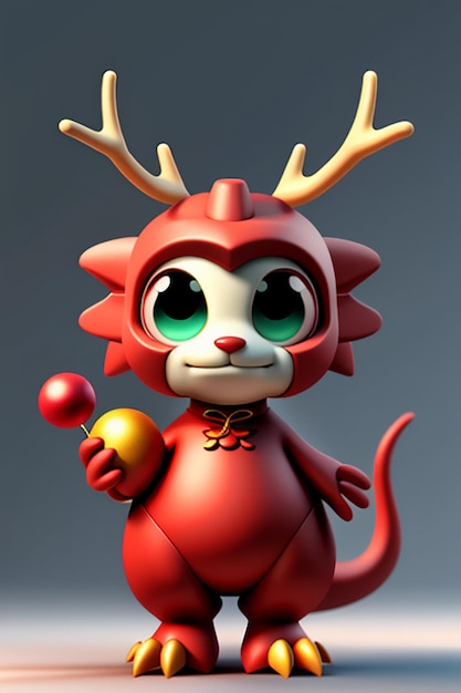 Cartoon animatie Chinese draak Baby antropomorfe 3D-rendering karakter Model figuur Product