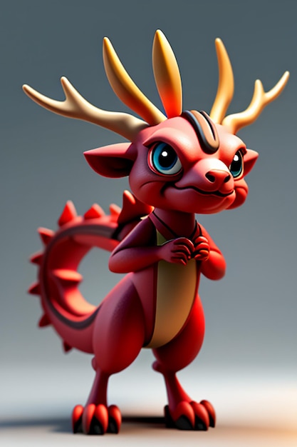 Cartoon animatie Chinese draak Baby antropomorfe 3D-rendering karakter Model figuur Product