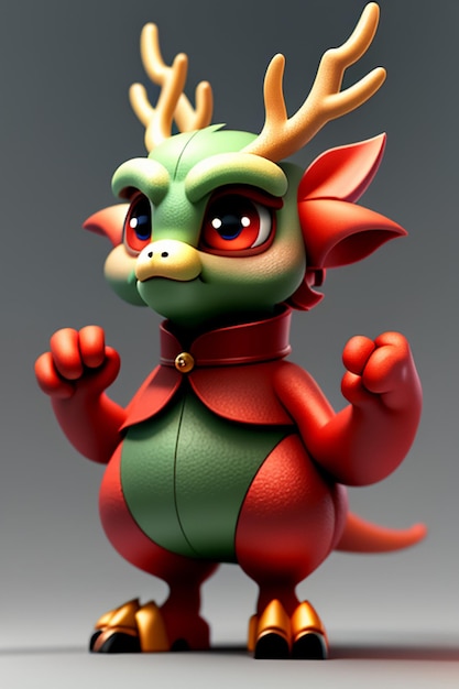 Cartoon Animation Chinese Dragon Baby Anthropomorphic 3D Rendering Character Model Figure Product