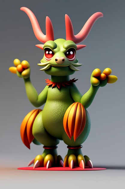 Cartoon Animation Chinese Dragon Baby Anthropomorphic 3D Rendering Character Model Figure Product