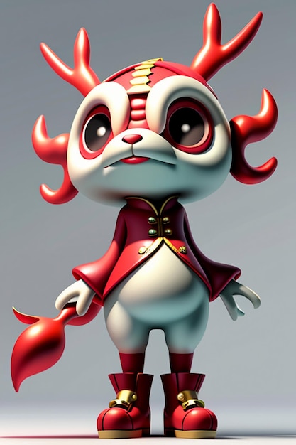 Cartoon Animation Chinese Dragon Baby Anthropomorphic 3D Rendering Character Model Figure Product