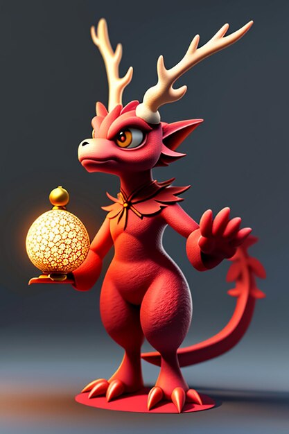 Foto cartoon animation chinese dragon baby antropomorfo 3d rendering personaggio modello figura prodotto