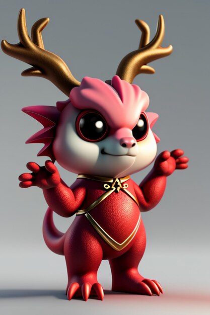 Cartoon Animation Chinese Dragon Baby Anthropomorphic 3D Rendering Character Model Figure Product